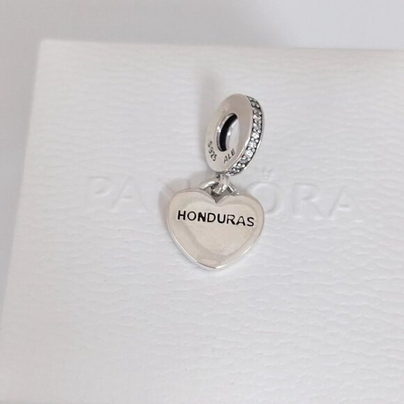 Pandora Honduras Flag Heart Exclusive Dangle Charm S925 Silver with box - Picture 2 of 8